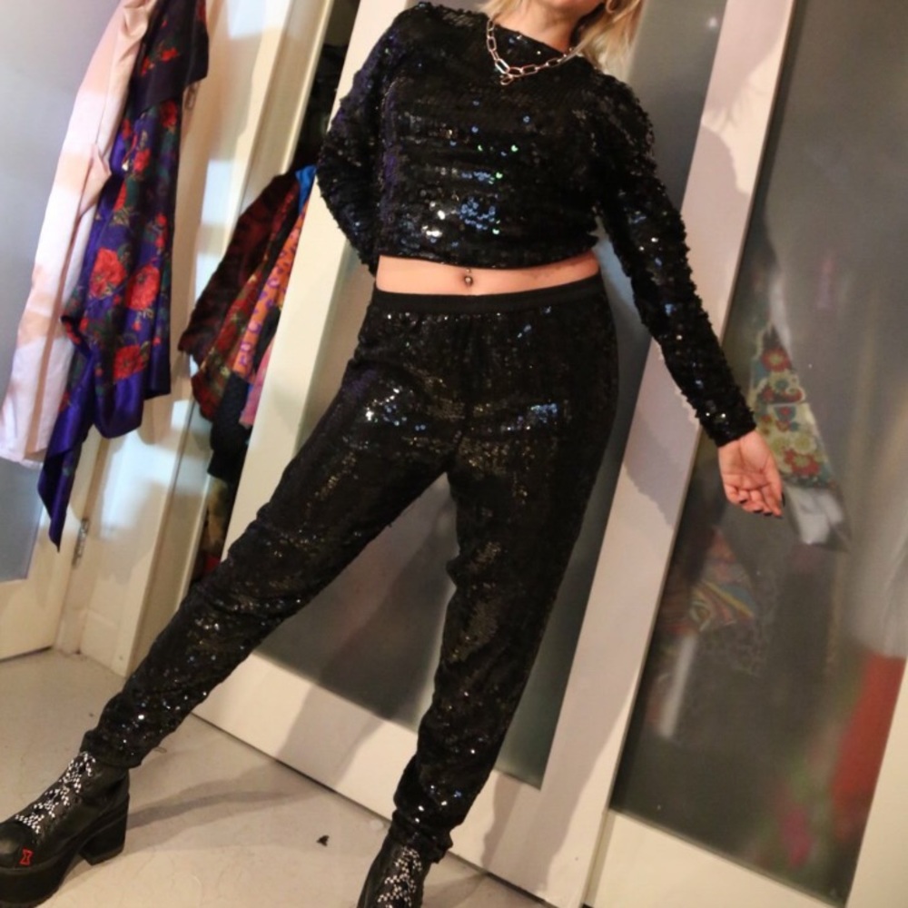 Vintage black sequin 2 piece set
